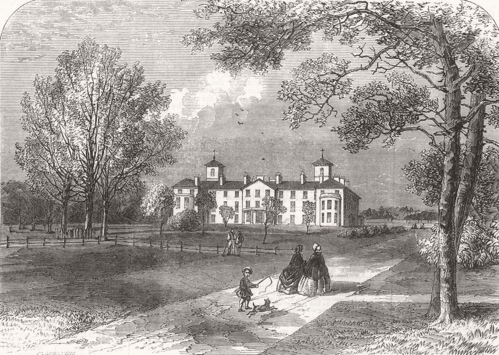 SCOTLAND. New Lunatic Asylum at Aberdeen 1863 old antique print picture